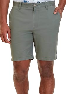 Nautica Classic Fit Flat Front Stretch Solid Chino Deck Short - Men's Casual Shorts
