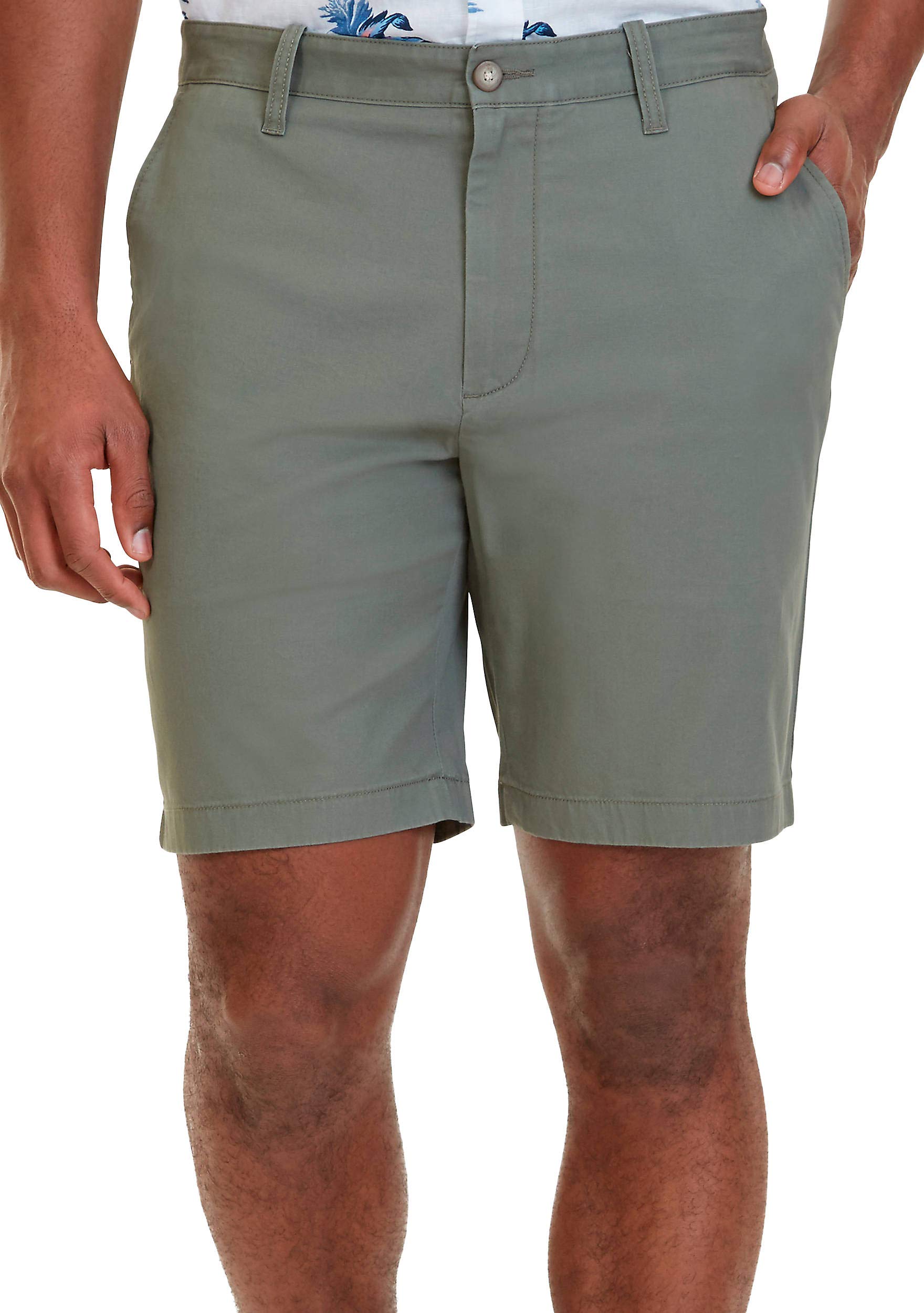 Nautica Classic Fit Flat Front Stretch Solid Chino Deck Short - Men's Casual Sho