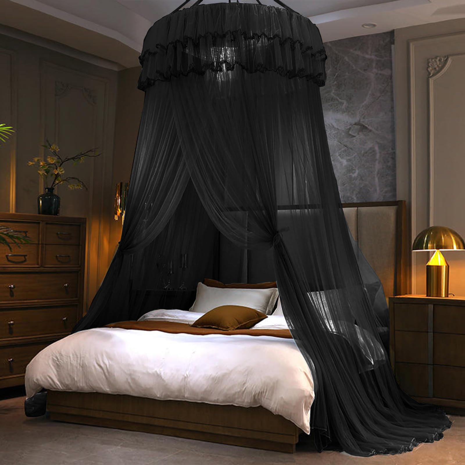 Kertnic Mosquito Net Bed Canopy for Girls, Princess Canopy Bed Curtain Fine Shee