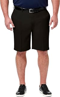 Haggar Men's Big and Tall Cool 18 Pro Classic Fit Stretch Flat Front Short, Black, 44