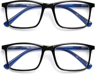 OPULIZE INK Lesebrille für Damen und Herren - 2er-Pack - Groß Rechteckiger Rahmen - Komfort Federscharniere - Kratzfest - Schwarz +2.50