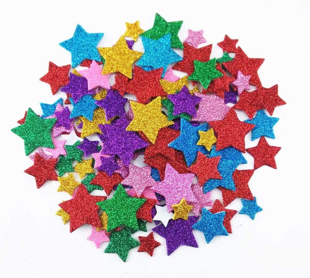 200pcs Glitter Foam Stars Stickers Colorful Self Adhesive Stars Stickers Wall Cl