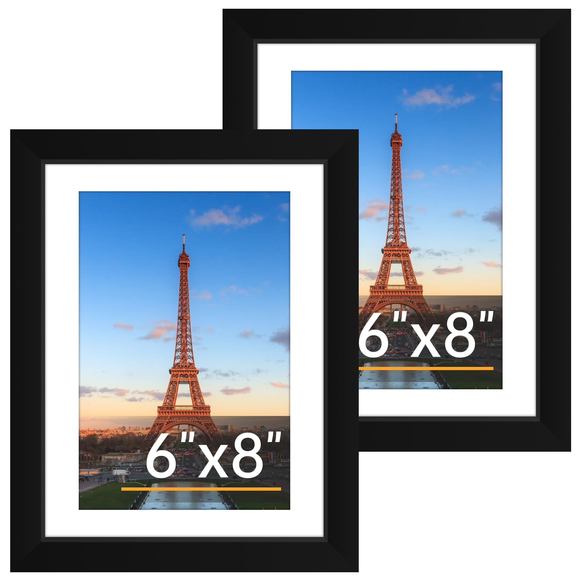 FIXSMITH 6x8 Picture Frame Set of 2, Photo Frame with HD Plexiglass, Display Pic