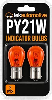 Tek Automotive PY21W Indicator Bulbs 581 12V 21W BAU15S Twin Pack | E-Marked Road Legal, Amber, Offset Pin