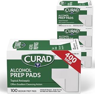 CURAD Alcohol Prep Pads, 400 Count, Medium 70% Isopropyl Alcohol Wipes, Individually Wrapped, First Aid Alcohol Swabs for Cuts & Scrapes, Medical Alcohol Pads