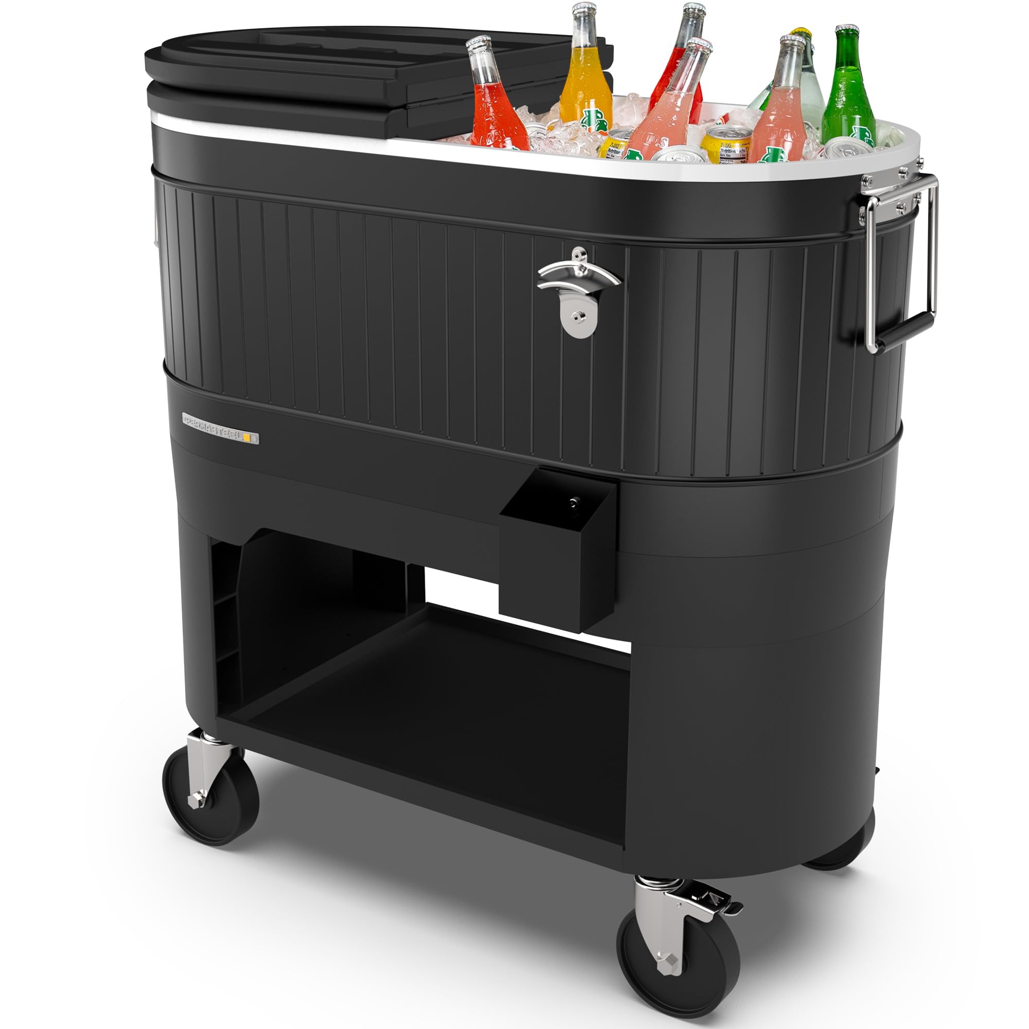 Permasteel Rolling Patio Cooler – Large Outdoor Ice Chest with Wheels, Beverage 