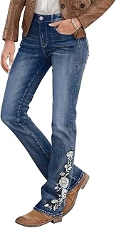 Flamingals Floral Embroidered Bootcut Jeans for Women