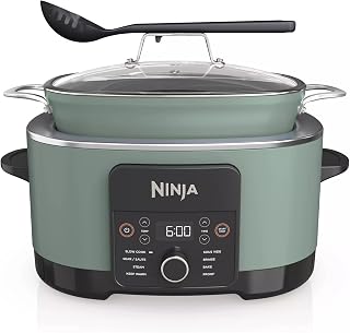 Ninja MC1001H Foodi PossibleCooker PRO 8.5 Quart Multi-Cooker, 8-in-1 Slow Cooker, Pressure Cooker, Dutch Oven & More, Glass Lid & Integrated Spoon, Nonstick, Oven Safe to 500°F, Sage Green (Renewed)