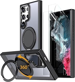for Samsung Galaxy S22 Ultra/S23 Ultra Case 360 Magnetic Stand Black