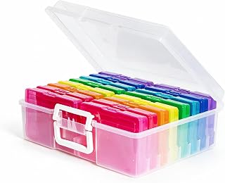 novelinks Photo Storage Boxes with Handle, Photo Organizers and Storage | 1Pack Color, Photo Albums 4x6 Pictures, Photo Cases, Classroom Organization, Index Card Box, Photo Card Holder, Seed Storage