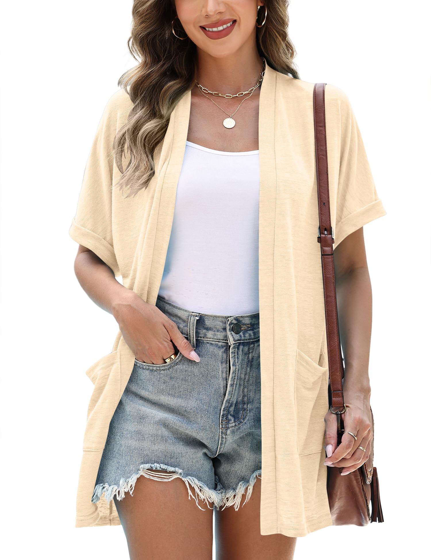 Micoson Cardigan da donna a maniche corte 2026 moda estiva top casual elegante c