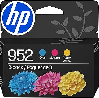 HP 952 Cyan, Magenta, Yellow Ink Cartridges (3-Pack) | Works with OfficeJet 8702, Pro 7720, 7740, 8210, 8710, 8720, 8730, 8740 Series | N9K27AN