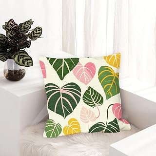 1 Pcs Decorative Throw Pillow Covers Square Plant Pattern Cushion Covers Outdoor Farmhouse Sofa Living Room Bedroom Home Decor 18x18 Inch A50