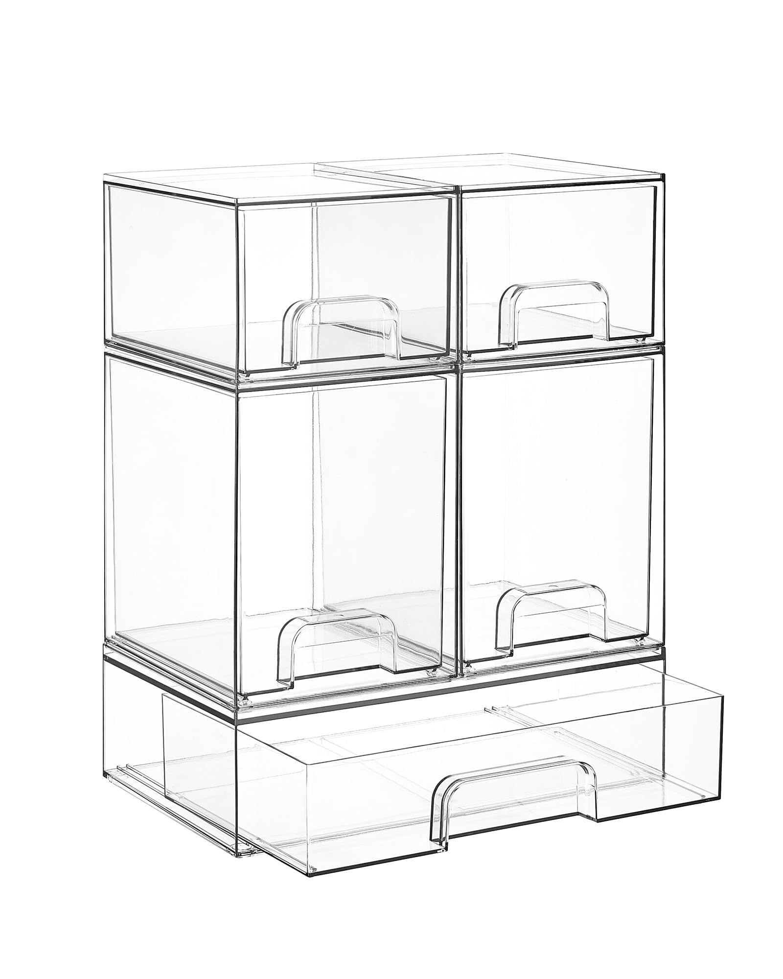 Vtopmart 5 Pack Clear Small Stackable Storage Drawers, Acrylic Bathroom Makeup O