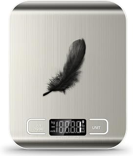 Food Scale, 11lb Kitchen Scale with 6 Units Tare Function & LCD Display, 0.05oz/1g Stainless Steel Digital Food Scale Grams and Ounces for Baking, Cooking, Dieting and Meal Prep (Batteries Included)