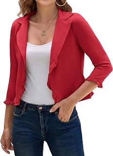 GRACE KARIN Women 3/4 Sleeve Cropped Blazer Jacket