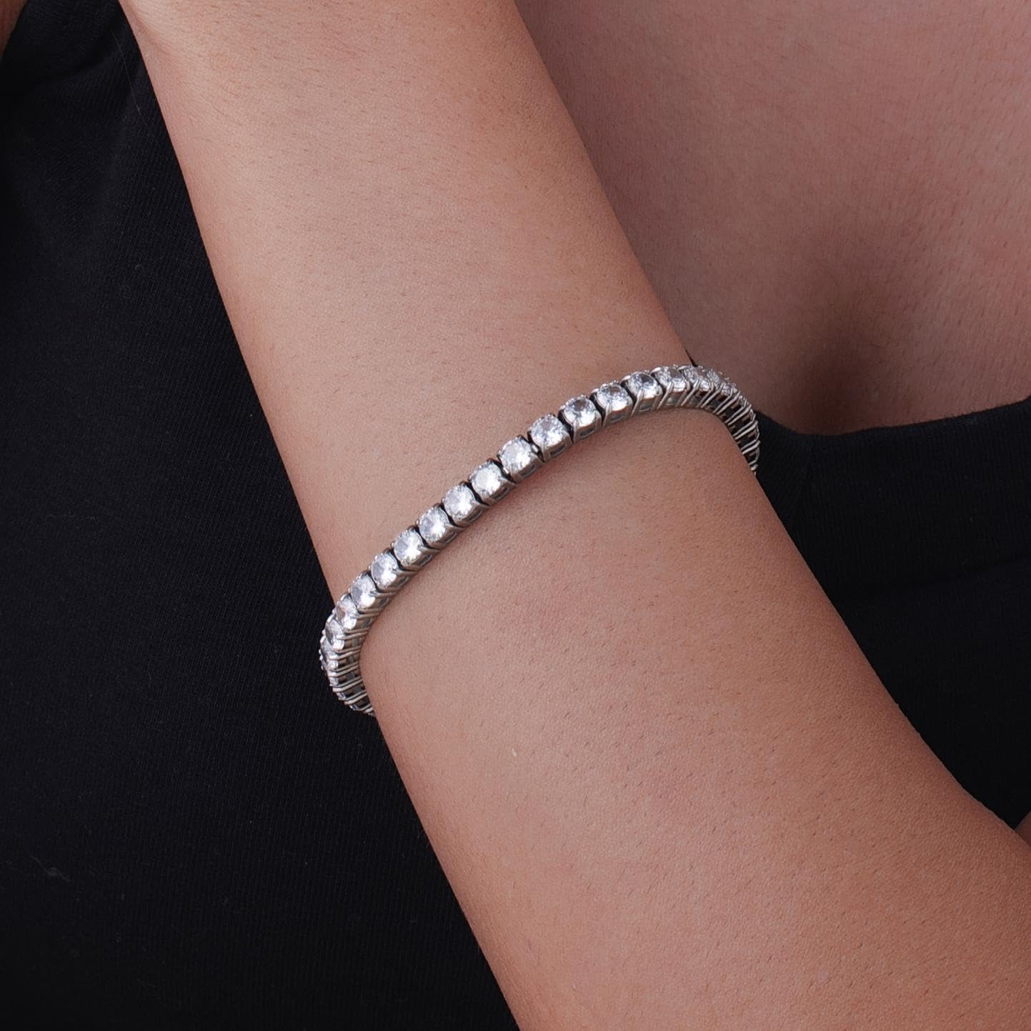 Elegant Sparkling Stainless Steel Tennis Bracelet for Women Perfect for Special 