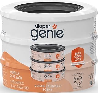Diaper Genie Bags Refills 270 Count (Pack of 3) Clean Laundry Scent | Diaper Pail Refills with Max Odor Lock | Holds up to 810 Newborn Diapers