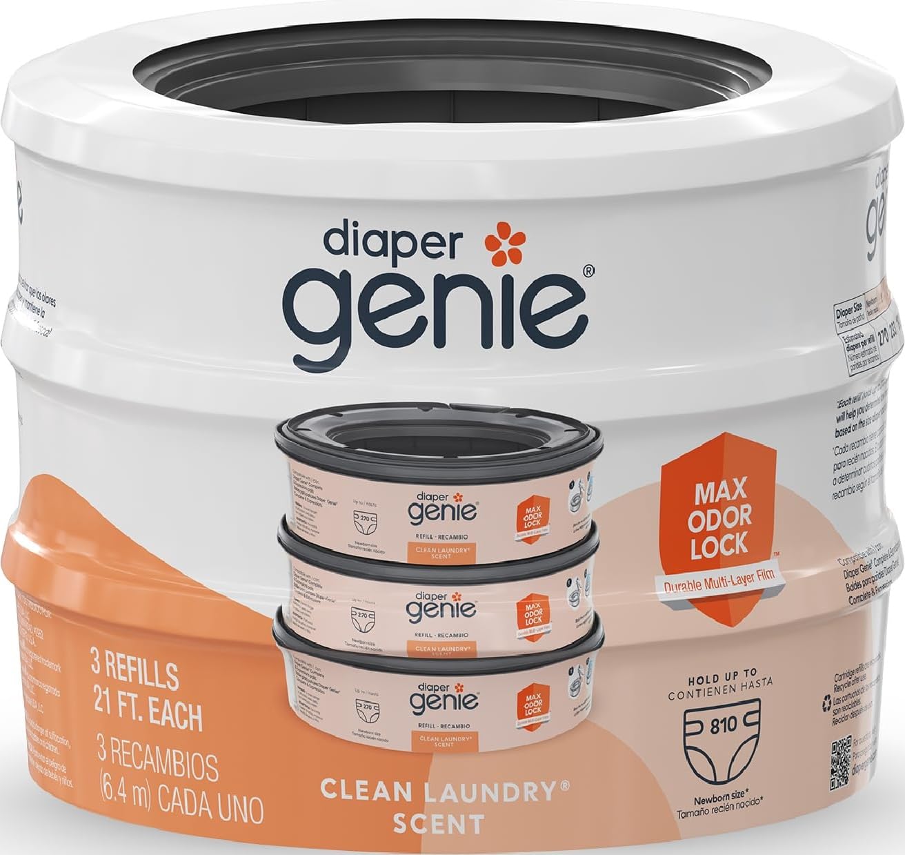 Diaper Genie Bags Refills 270 Count (Pack of 3) Clean Laundry Scent | Diaper Pai