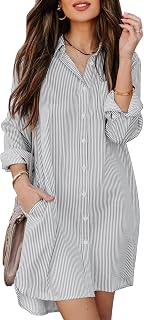 MINTLIMIT Women's Casual Long Sleeve Button Down Shirt Dress Oversize Swimsuit Cover Up for Women 2024 S-2XL