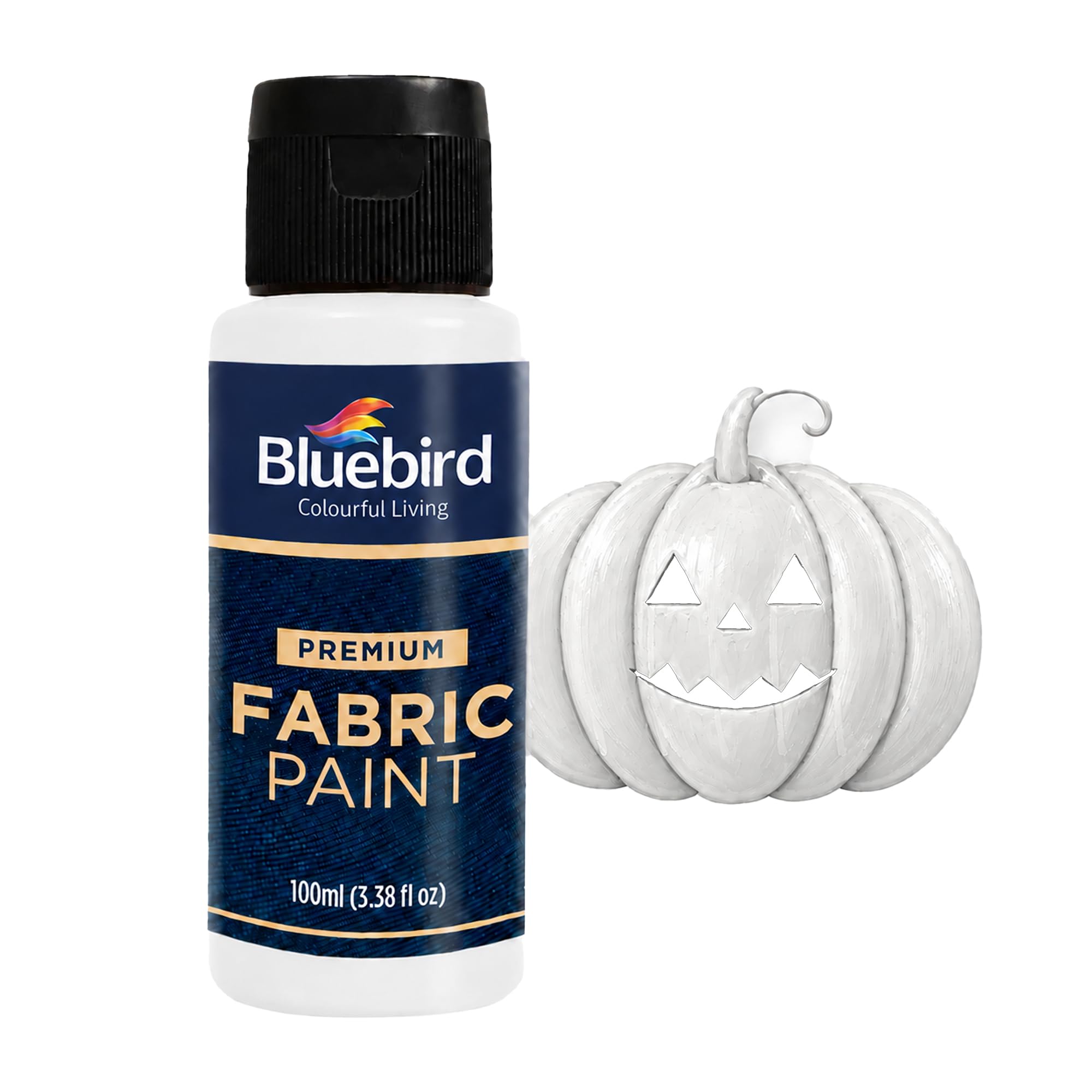 BLUEBIRD Fabric Paint for Clothes & Halloween Costumes, White, 3.4 Fl Oz | Perma