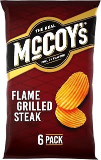 McCoys Flame Grilled Steak Crisps 25g (Pack of 6) - Fully Loaded With Flavour, Iconic Ridged Crisp, Unmistakable Crunch