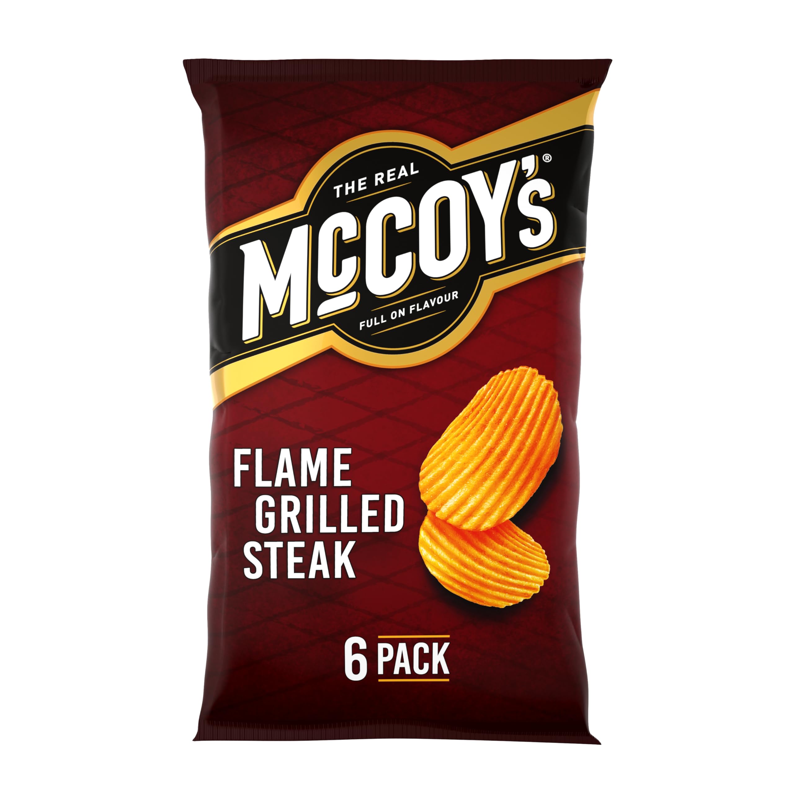 McCoys Flame Grilled Steak Crisps 25g (Pack of 6) - Fully Loaded With Flavour, I