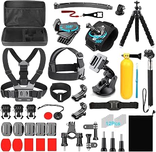 Action Camera Accessories Set, Ci-Fotto 50-in-1 Sports Camera Accessories | Action Cam Accessories Compatible with Hero 13 12 11 10 9, Max Insta360 GO 2 SJ6000 SJ5000 DJI OSMO Action Cam DBPOWER AKASO