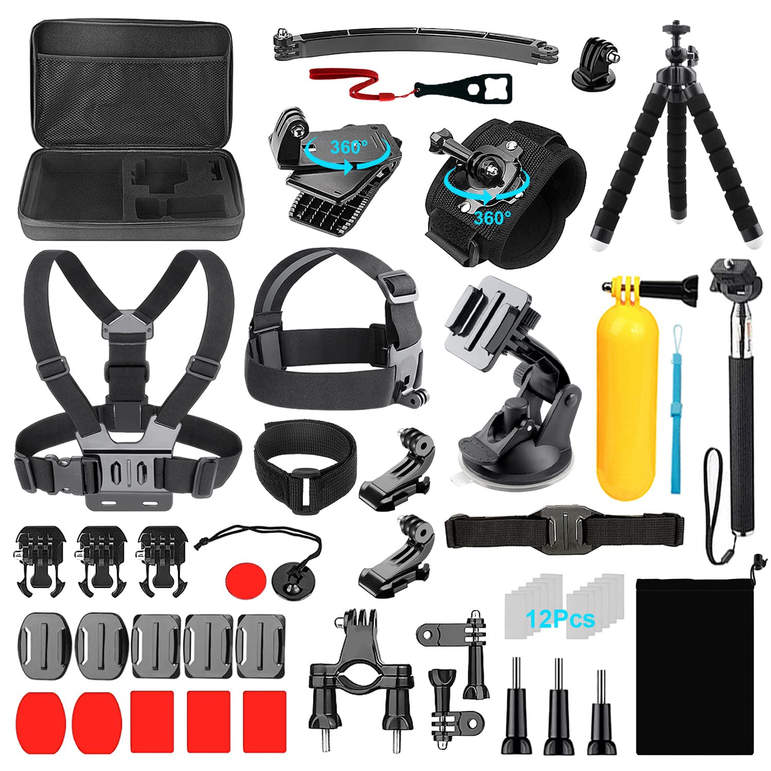 Action Camera Accessories Set, Ci-Fotto 50-in-1 Sports Camera Accessories | Acti
