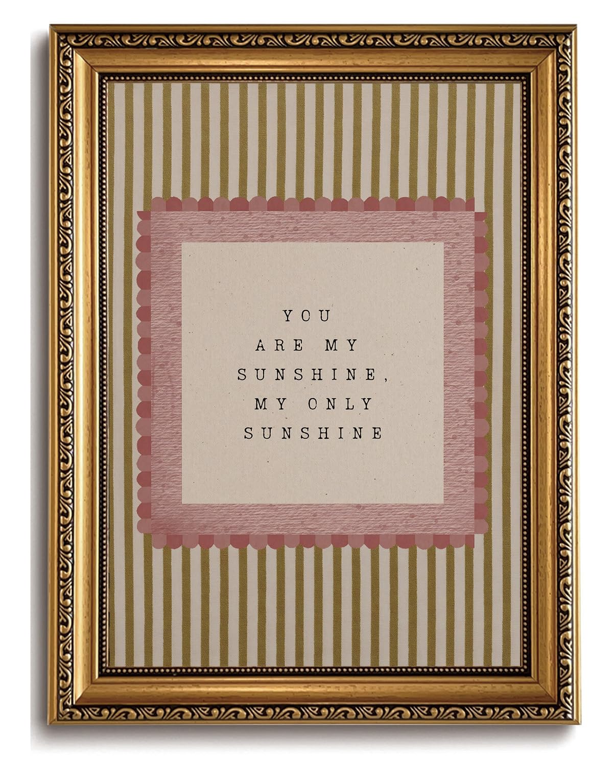 You Are My Sunshine Wall Decor, Vintage Gold Framed Nursery Wall Art, 8x10 | Vin