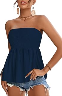 Rooscier Women's Smocked Peplum Tube Tops