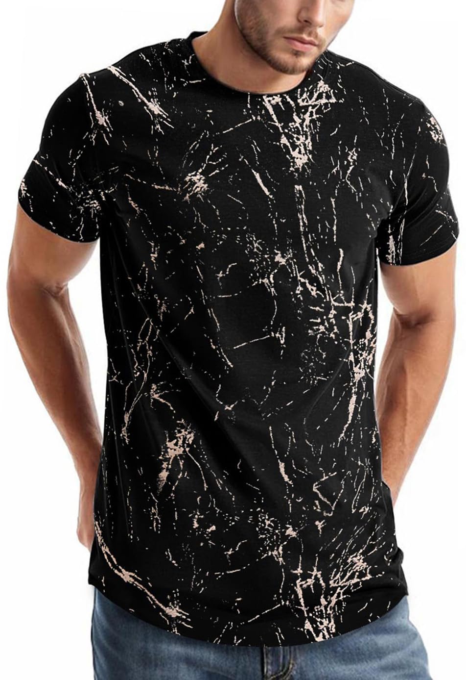 Velinsak Mens T-Shirts Graphic Short Sleeve T Shirts Hip Hop Casual Cool Cotton 