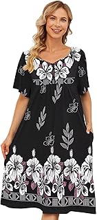 House Dresses for Women with Pockets Short Sleeve Moo Moo Nightgown