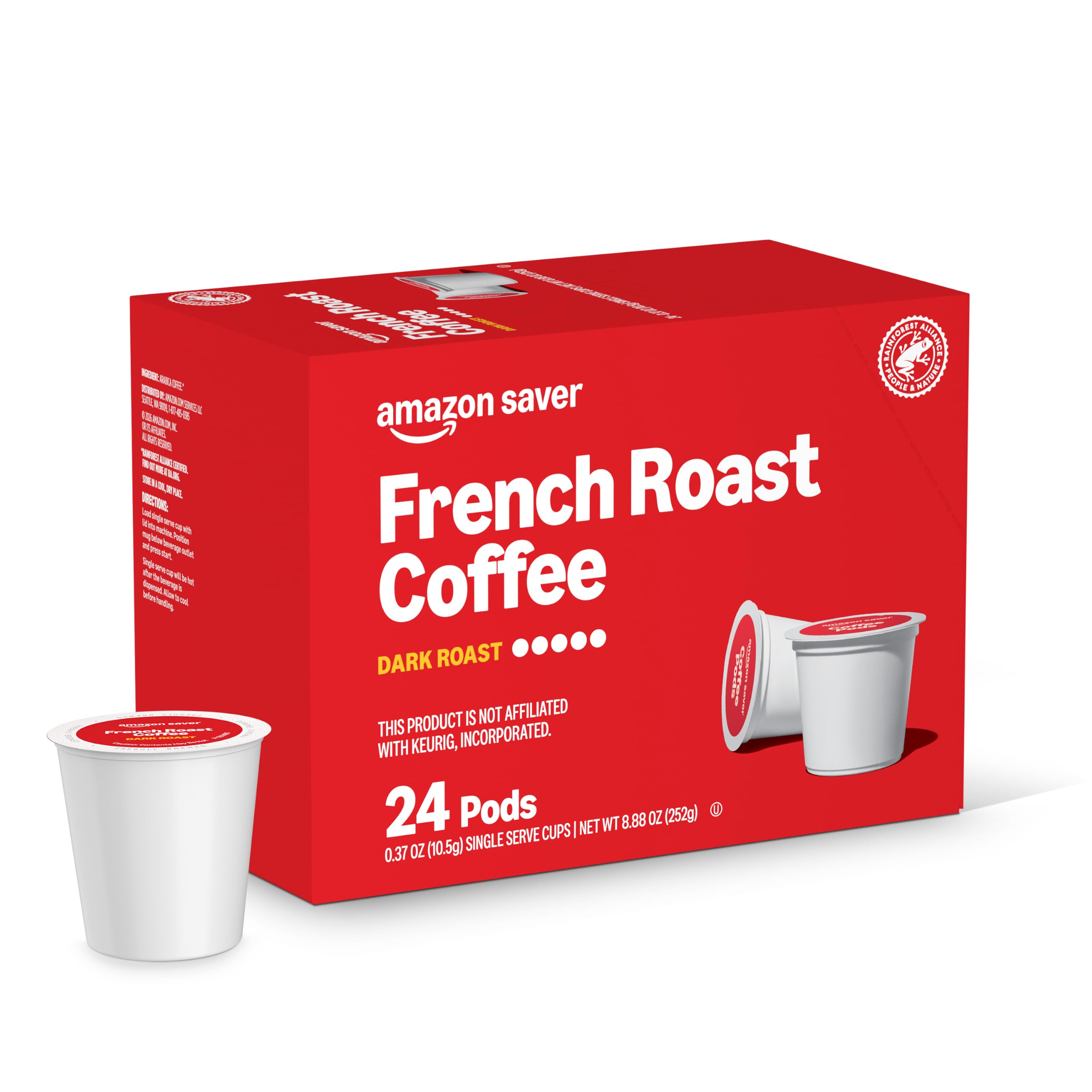 Amazon Brand - Happy Belly Dark Roast Coffee Pods, French Roast, Compatible with