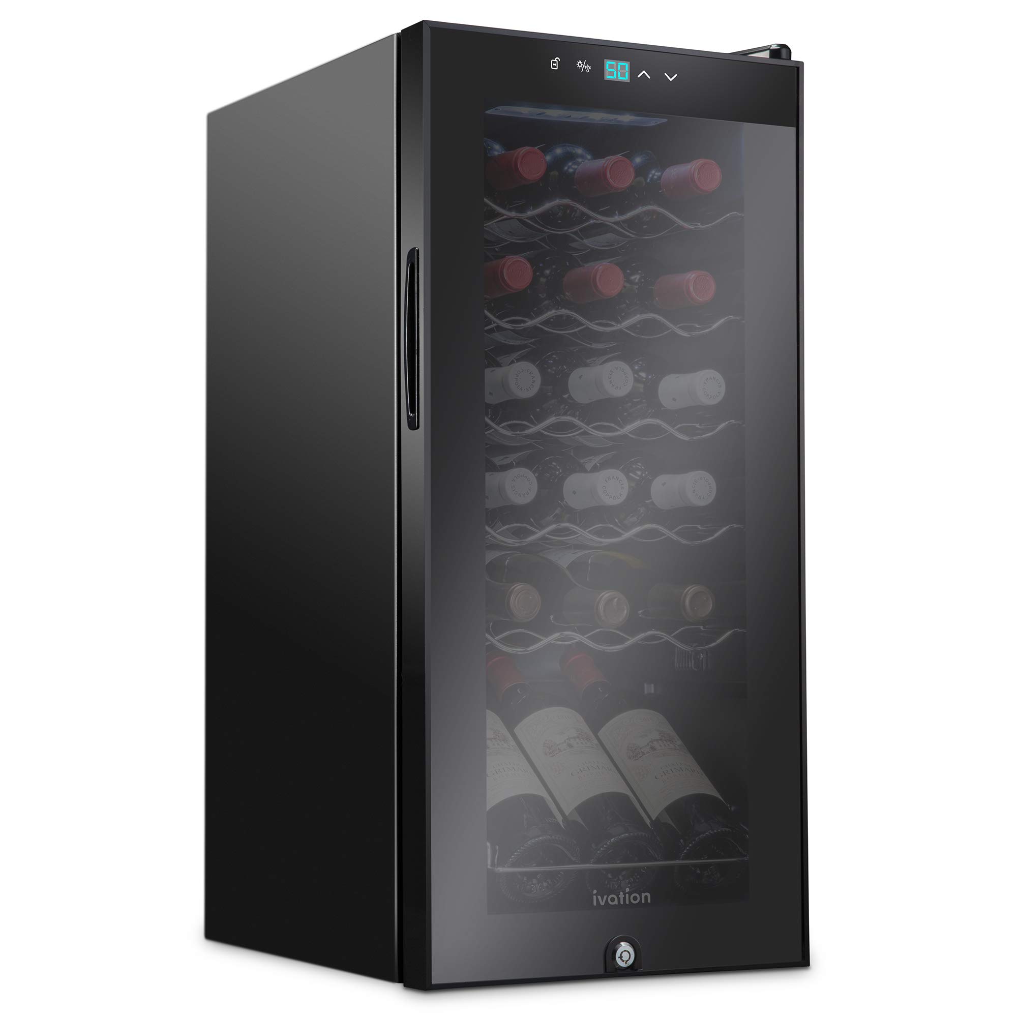 Ivation 18 Bottle Compressor Wine Cooler Refrigerator w/Lock, Large Freestanding
