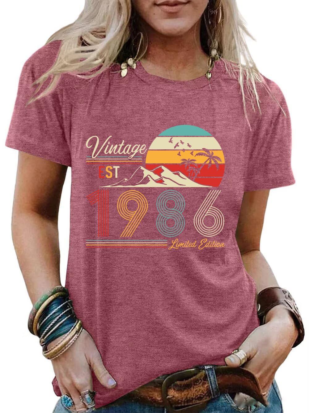 40th Birthday Shirts for Women Vintage 1986 Birthday Party Gift Tshirt Casual Sh