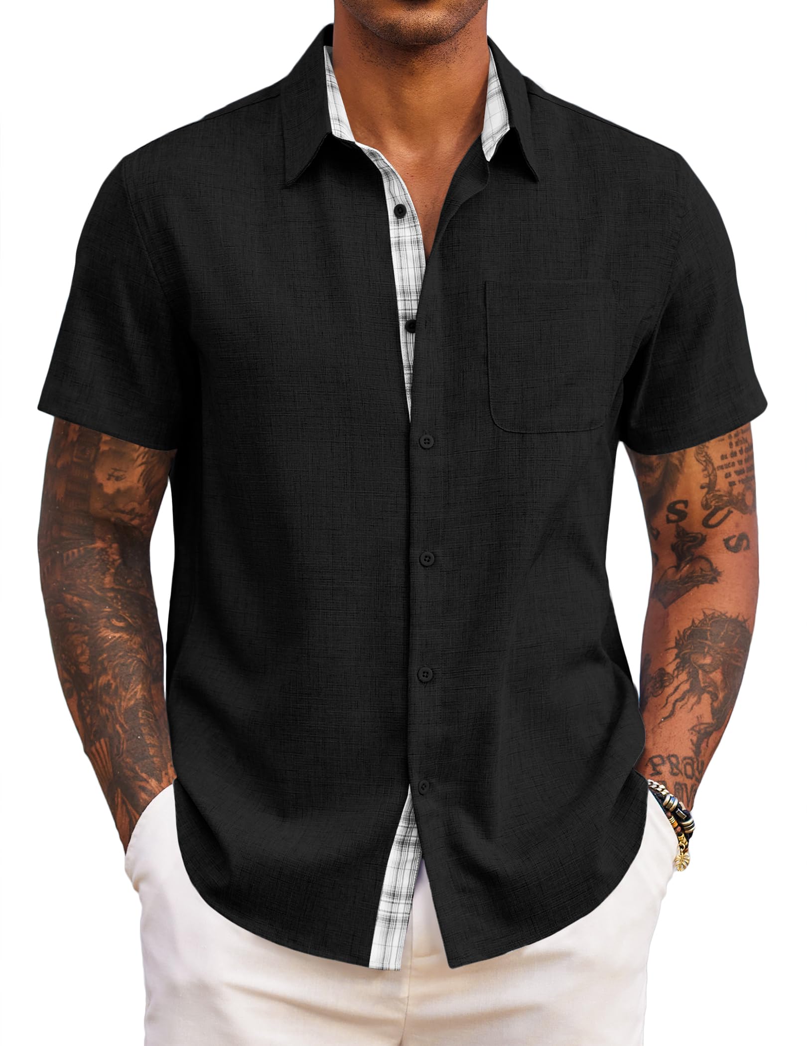 COOFANDY Mens Short Sleeve Summer Shirts Casual Regular Fit Shirts Holiday Beach