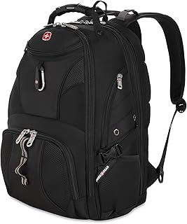 SWISSGEAR 1900 ScanSmart Laptop Backpack, Fits Most 17-Inch Laptops, TSA-Friendly Lay-Flat Design, RFID Protection, and Tablet Pocket, Black, 31L, 18.5-Inch