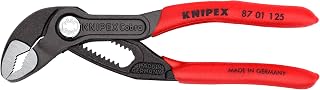 KNIPEX 87 01 125, 5 in. Cobra® Water Pump Pliers, Capacity 1-1/16 in. | 13 Adjustment Position. Push-button design. Forged box-joint design. Serrated gripping surface. Made in Germany.