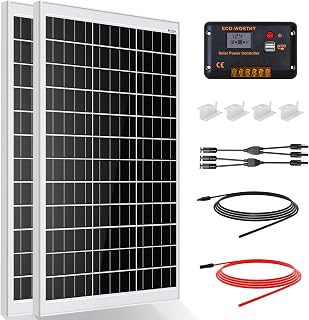 ECO-WORTHY 240W Mono Solar Panel Kit 12V Off-Grid for Caravan Campervan | 1kWh/Day: 2pcs 120W Solar Panel+30A PWM Solar Charge Controller+Z Brackets+Extension Cables for Motorhome Boat Camping Shed