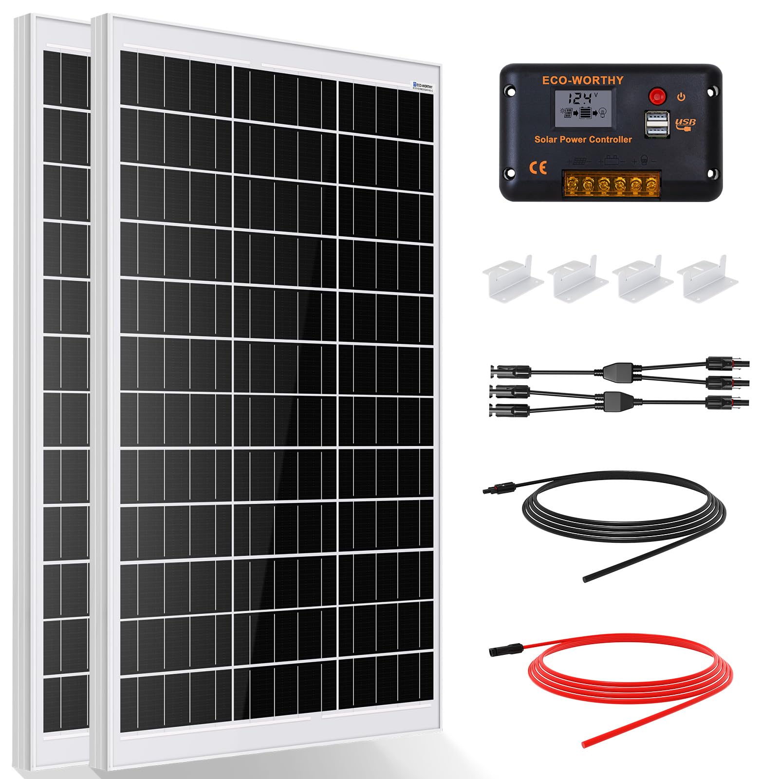 ECO-WORTHY 240W Mono Solar Panel Kit 12V Off-Grid for Caravan Campervan | 1kWh/D