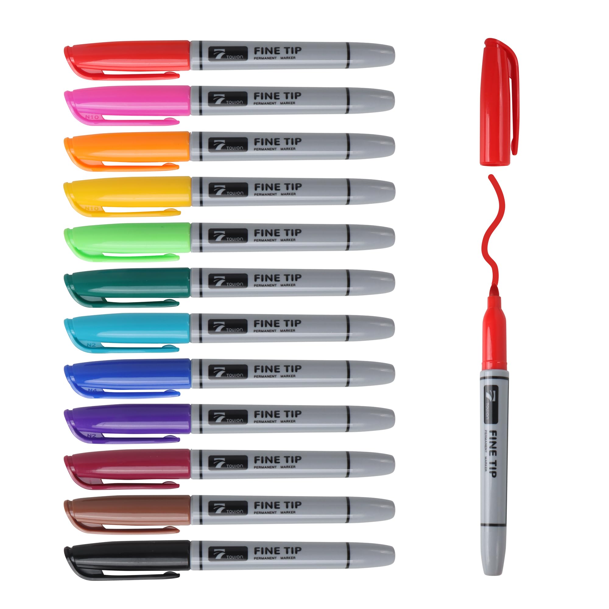 Permanent Markers 12 Assorted Colors Drawing Marker Pens Set, Fine Tip | Waterpr