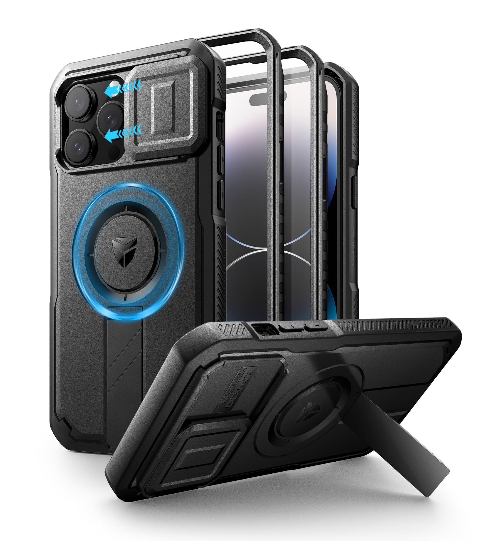 Dexnor for iPhone 14 Pro Max Case with Slide Camera Cover & Adjustable Kickstand