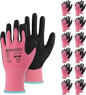 KAYGO Safety Work Gloves for Men Women, PU Coated Palm & Fingers, KG11P