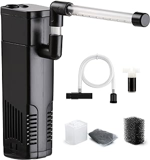 NICREW Magi Mini Fish Tank Filter, Internal Aquarium Filter for 20L Tank | Surface Agitation, Oxygenation, Easy Setup & Maintenance, Filter Media Included, Extra Impeller Included, Fully Submerged