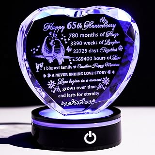 65th Wedding Anniversary Crystal Heart Gifts for Couples Parents