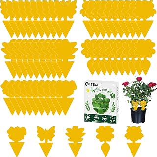 TRIITECH Yellow Fruit Fly Traps, 50 Pack Sticky Fly Traps | Plant Fly Stickers, Sticky Bug Traps for Indoor and Outdoor