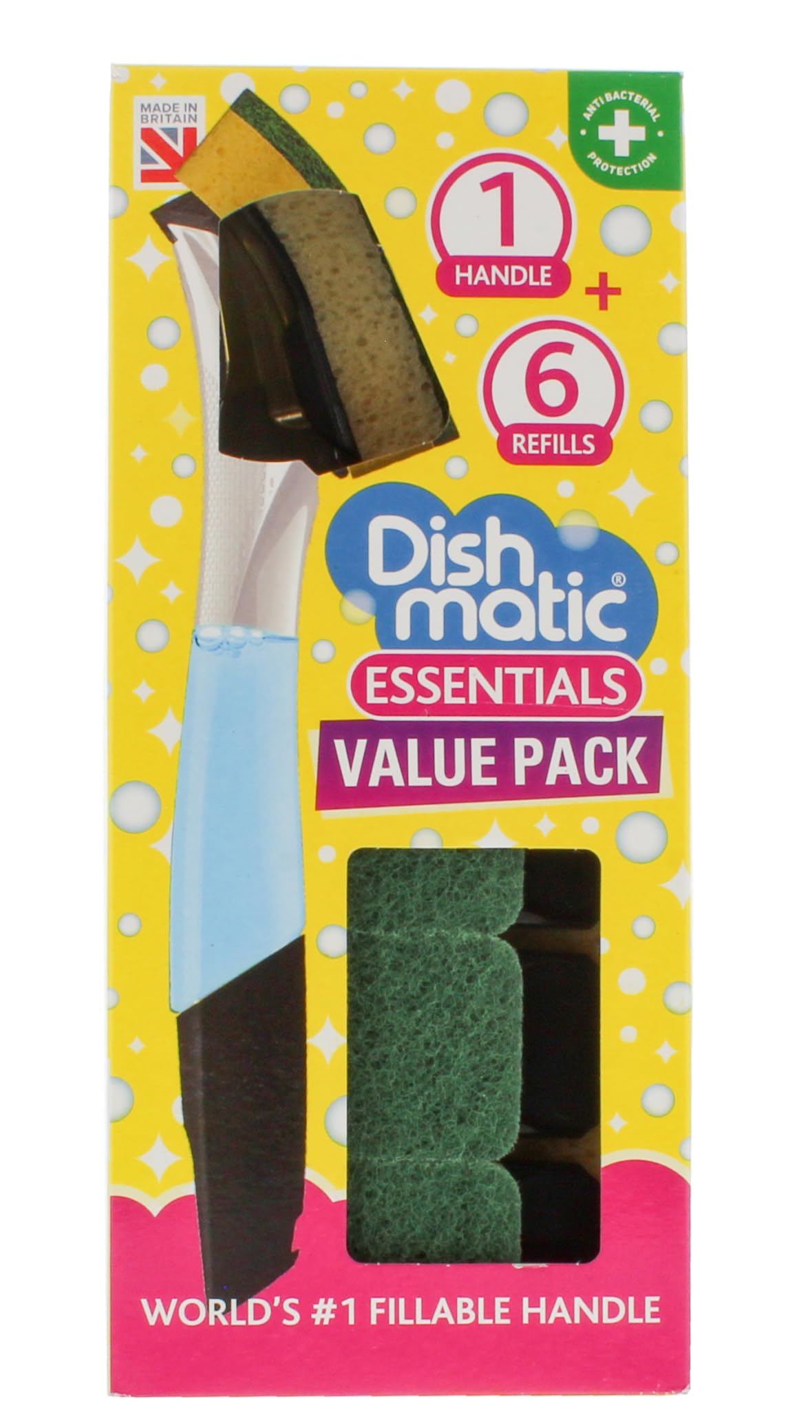 Dishmatic Refillable Washing-Up Liquid Dispensing Handle x1, Antibacterial Easy-
