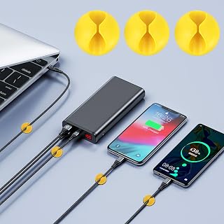 Cable Clips, 3 Pcs Silicone Cable Organizer Adhesive Desktop Cable Management Cable Clips for Charging Cables Home Office Car Yellow