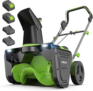 STEELITE 40V(2X20V) Cordless Snow Blower, 20-Inch Snow Thrower 850 lbs/Minute Capacity, Includes 2 x 4.0Ah Batteries & Chargers, Ideal for Walkways and Driveways, Brushless Motor